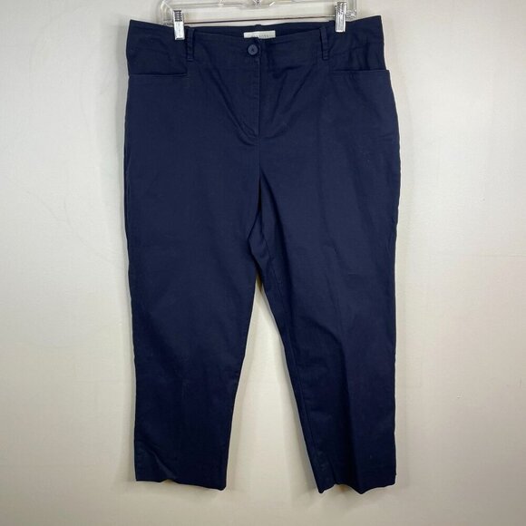 Talbots Womens Crop Pants Size 16 XL Blue High Rise Flat Front Pockets Stretch - Picture 1 of 9